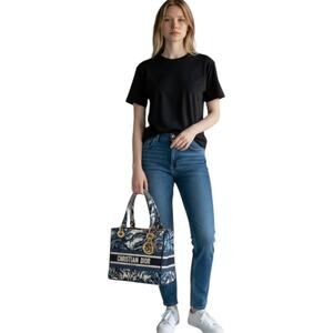Christian Dior Canvas Embroidered Lady D-Lite Palm Tree Toile De Jouy Bag